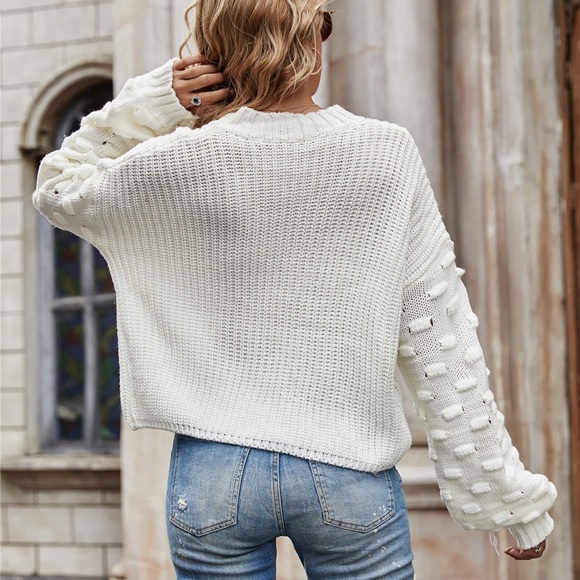 Weekender Style Rib-Knit Dropped Shoulder Sweater - Picture 4 of 4